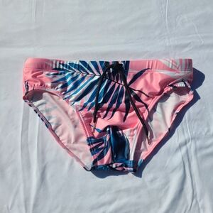 Men's Pink Tropical Print Swim Trunks